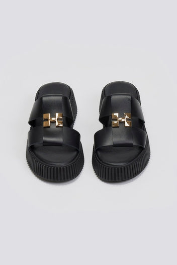 Σανδάλια flatforms δερμάτινα Iris Sandals - Μαύρο - thefashionproject.gr - IRIS