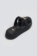 Σανδάλια flatforms δερμάτινα Iris Sandals - Μαύρο - thefashionproject.gr - IRIS