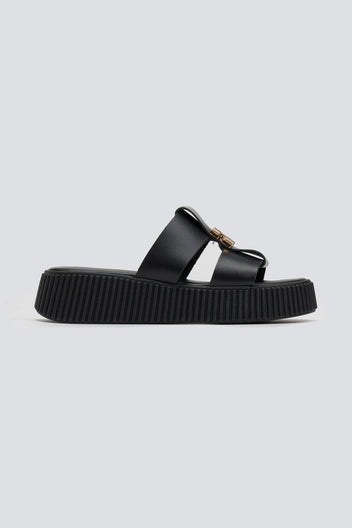 Σανδάλια flatforms δερμάτινα Iris Sandals - Μαύρο - thefashionproject.gr - IRIS