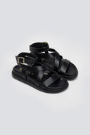Σανδάλια flatforms δερμάτινα Iris Sandals - Μαύρο - thefashionproject.gr - IRIS