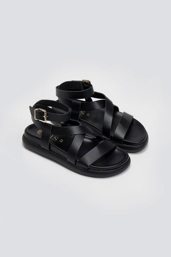 Σανδάλια flatforms δερμάτινα Iris Sandals - Μαύρο - thefashionproject.gr - IRIS