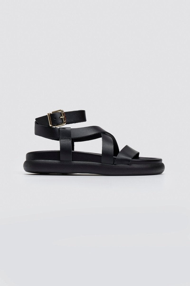 Σανδάλια flatforms δερμάτινα Iris Sandals - Μαύρο - thefashionproject.gr - IRIS