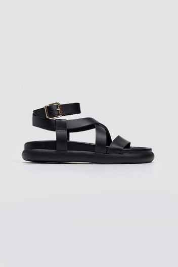 Σανδάλια flatforms δερμάτινα Iris Sandals - Μαύρο - thefashionproject.gr - IRIS