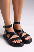 Σανδάλια flatforms δερμάτινα Iris Sandals - Μαύρο - thefashionproject.gr - IRIS