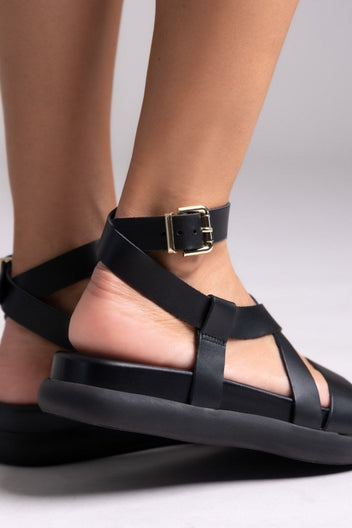 Σανδάλια flatforms δερμάτινα Iris Sandals - Μαύρο - thefashionproject.gr - IRIS