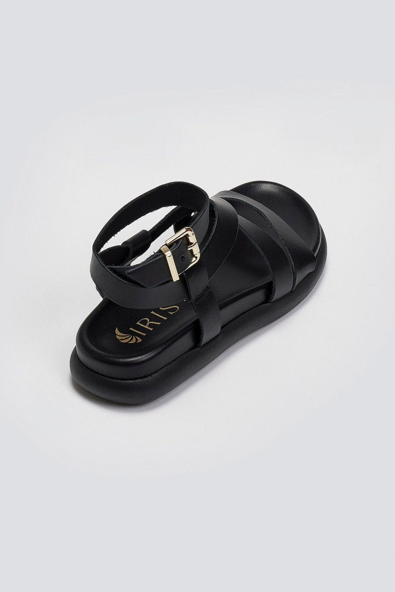 Σανδάλια flatforms δερμάτινα Iris Sandals - Μαύρο - thefashionproject.gr - IRIS