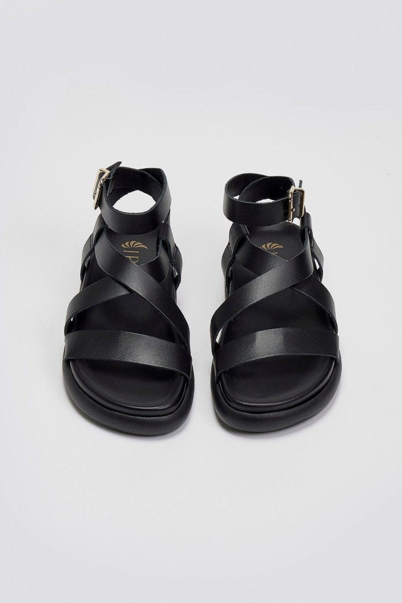 Σανδάλια flatforms δερμάτινα Iris Sandals - Μαύρο - thefashionproject.gr - IRIS