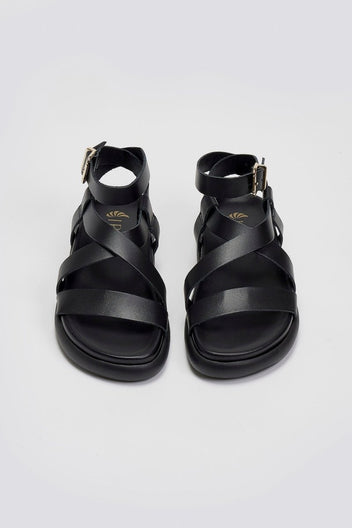 Σανδάλια flatforms δερμάτινα Iris Sandals - Μαύρο - thefashionproject.gr - IRIS
