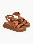 Σανδάλια flatforms δερμάτινα Iris Sandals - Ταμπά - thefashionproject.gr - IRIS