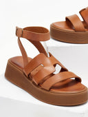 Σανδάλια flatforms δερμάτινα Iris Sandals - Ταμπά - thefashionproject.gr - IRIS