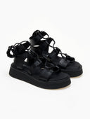 Σανδάλια flatforms δερμάτινα lace up Ragazza 01230