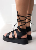 Σανδάλια flatforms δερμάτινα lace up Ragazza 01230