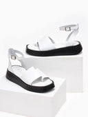 Σανδάλια flatforms δερμάτινα με άνιση φάσα tfp - Λευκό - thefashionproject.gr - TFP