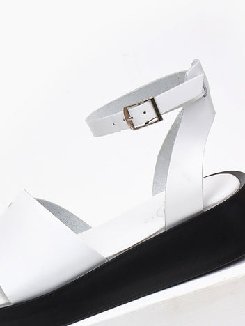 Σανδάλια flatforms δερμάτινα με άνιση φάσα tfp - Λευκό - thefashionproject.gr - TFP
