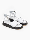 Σανδάλια flatforms δερμάτινα με άνιση φάσα tfp - Λευκό - thefashionproject.gr - TFP