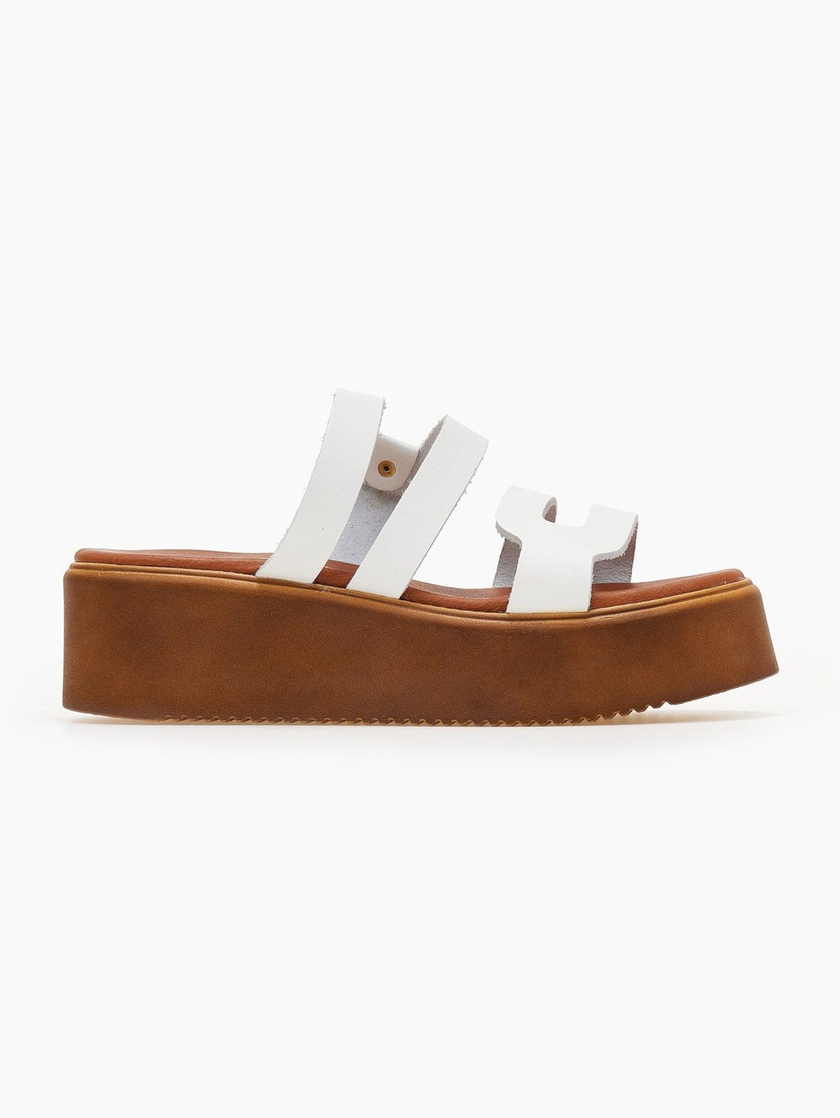 Σανδάλια flatforms δερμάτινα με ανοίγματα estil - Λευκό - thefashionproject.gr - Estil