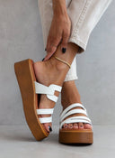 Σανδάλια flatforms δερμάτινα με ανοίγματα estil - Λευκό - thefashionproject.gr - Estil