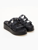 Σανδάλια flatforms δερμάτινα με ανοίγματα estil - Μαύρο - thefashionproject.gr - Estil