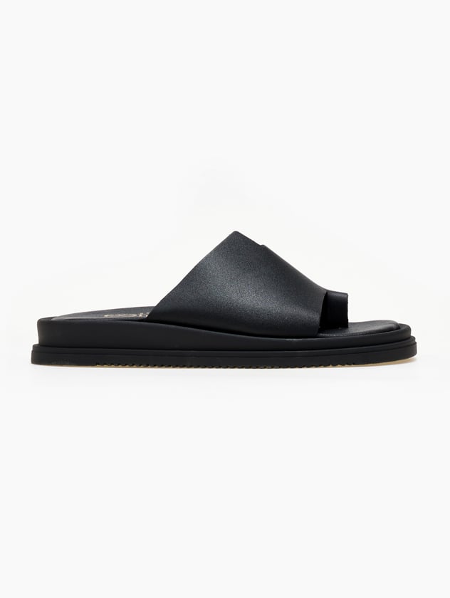 Σανδάλια flatforms δερμάτινα με δάκτυλο Estil - Μαύρο - thefashionproject.gr - Estil