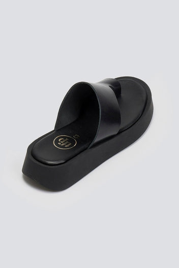Σανδάλια flatforms δερμάτινα με δάκτυλο Tfp - Μαύρο - thefashionproject.gr - TFP
