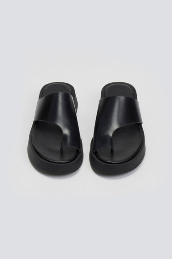 Σανδάλια flatforms δερμάτινα με δάκτυλο Tfp - Μαύρο - thefashionproject.gr - TFP