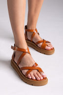 Σανδάλια flatforms δερμάτινα με δάκτυλο Tfp - Ταμπά - thefashionproject.gr - TFP