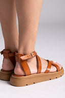 Σανδάλια flatforms δερμάτινα με δάκτυλο Tfp - Ταμπά - thefashionproject.gr - TFP