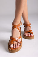 Σανδάλια flatforms δερμάτινα με δάκτυλο Tfp - Ταμπά - thefashionproject.gr - TFP