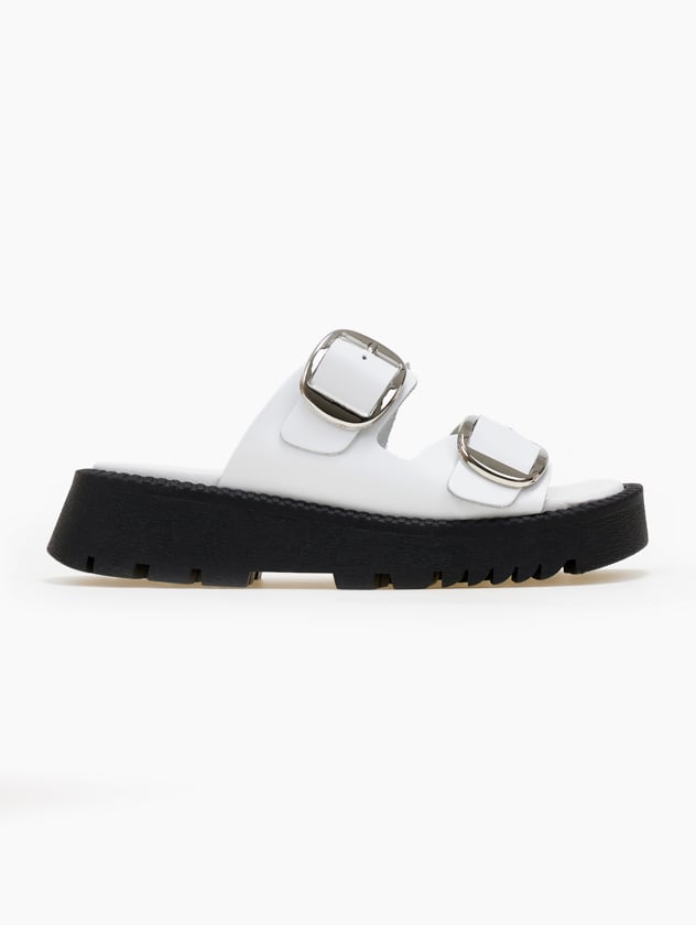 Σανδάλια flatforms δερμάτινα με διπλή φάσα TFP - Λευκό - thefashionproject.gr - TFP