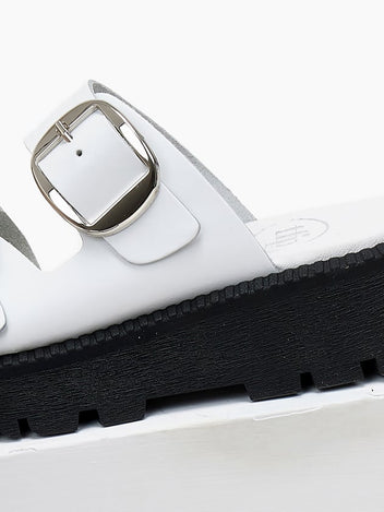 Σανδάλια flatforms δερμάτινα με διπλή φάσα TFP - Λευκό - thefashionproject.gr - TFP