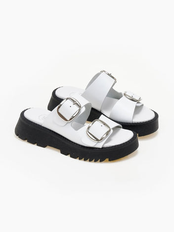 Σανδάλια flatforms δερμάτινα με διπλή φάσα TFP - Λευκό - thefashionproject.gr - TFP