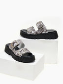 Σανδάλια flatforms δερμάτινα με διπλή φάσα TFP - Λευκό/Μαύρο - thefashionproject.gr - TFP