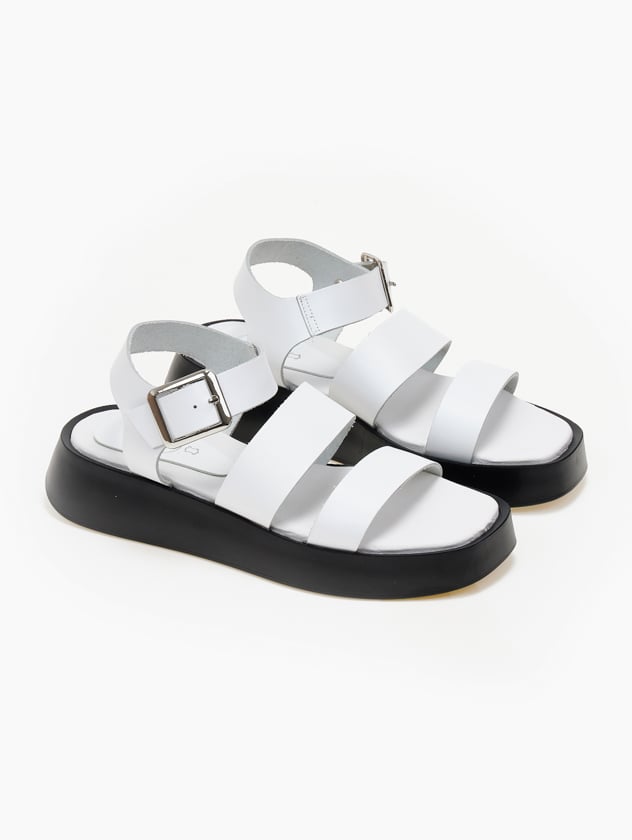 Σανδάλια flatforms δερμάτινα με δύο φάσες tfp - Λευκό - thefashionproject.gr - TFP