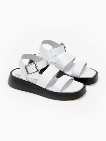 Σανδάλια flatforms δερμάτινα με δύο φάσες tfp - Λευκό - thefashionproject.gr - TFP