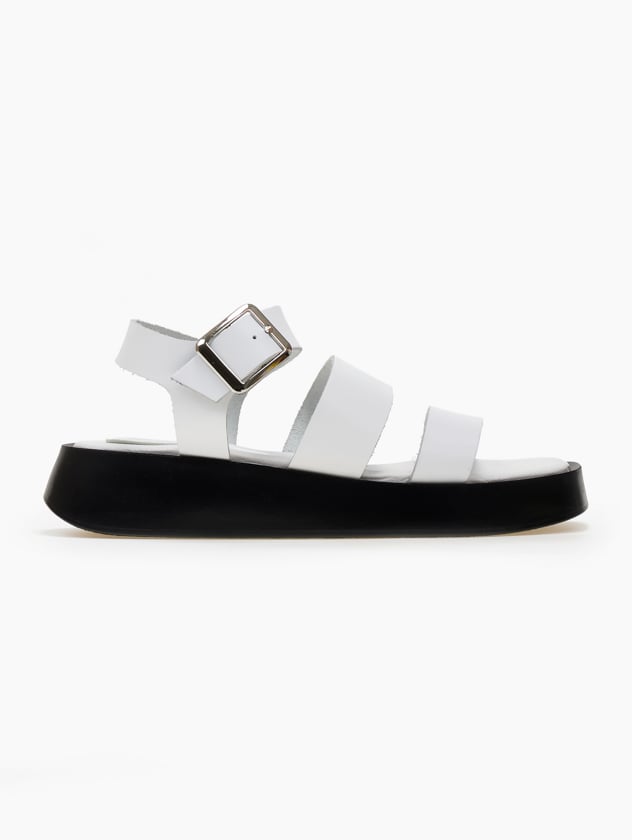 Σανδάλια flatforms δερμάτινα με δύο φάσες tfp - Λευκό - thefashionproject.gr - TFP