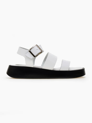 Σανδάλια flatforms δερμάτινα με δύο φάσες tfp - Λευκό - thefashionproject.gr - TFP
