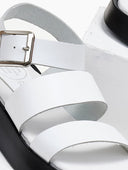 Σανδάλια flatforms δερμάτινα με δύο φάσες tfp - Λευκό - thefashionproject.gr - TFP
