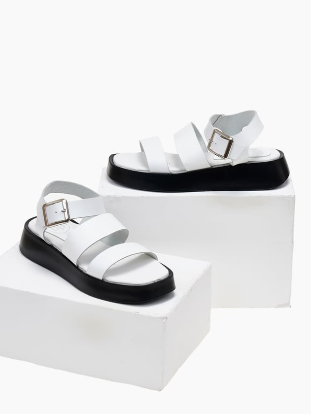 Σανδάλια flatforms δερμάτινα με δύο φάσες tfp - Λευκό - thefashionproject.gr - TFP