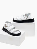 Σανδάλια flatforms δερμάτινα με δύο φάσες tfp - Λευκό - thefashionproject.gr - TFP