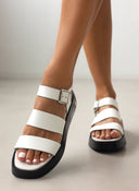 Σανδάλια flatforms δερμάτινα με δύο φάσες tfp - Λευκό - thefashionproject.gr - TFP