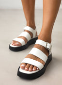 Σανδάλια flatforms δερμάτινα με δύο φάσες tfp - Λευκό - thefashionproject.gr - TFP