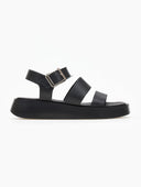 Σανδάλια flatforms δερμάτινα με δύο φάσες tfp - Μαύρο - thefashionproject.gr - TFP