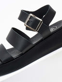 Σανδάλια flatforms δερμάτινα με δύο φάσες tfp - Μαύρο - thefashionproject.gr - TFP