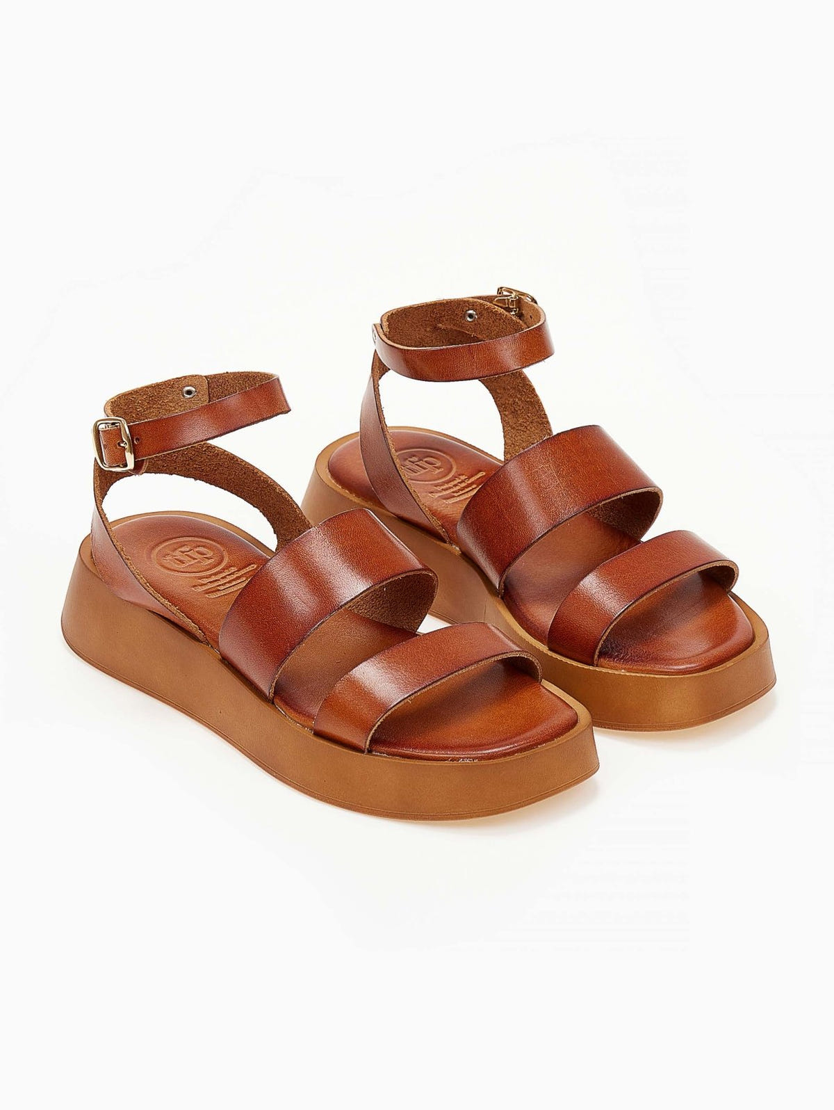 Σανδάλια flatforms δερμάτινα με δύο φάσες tfp - Ταμπά - thefashionproject.gr - TFP