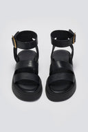 Σανδάλια flatforms δερμάτινα με φάσες TFP - Μαύρο - thefashionproject.gr - TFP