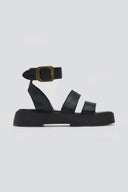 Σανδάλια flatforms δερμάτινα με φάσες TFP - Μαύρο - thefashionproject.gr - TFP