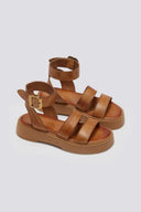 Σανδάλια flatforms δερμάτινα με φάσες TFP - Ταμπά - thefashionproject.gr - TFP