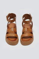 Σανδάλια flatforms δερμάτινα με φάσες TFP - Ταμπά - thefashionproject.gr - TFP