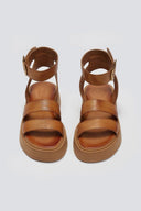 Σανδάλια flatforms δερμάτινα με φάσες TFP - Ταμπά - thefashionproject.gr - TFP