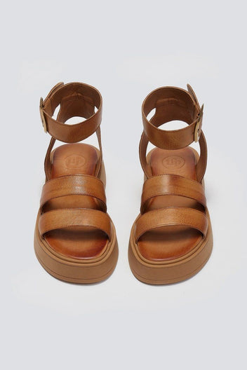 Σανδάλια flatforms δερμάτινα με φάσες TFP - Ταμπά - thefashionproject.gr - TFP